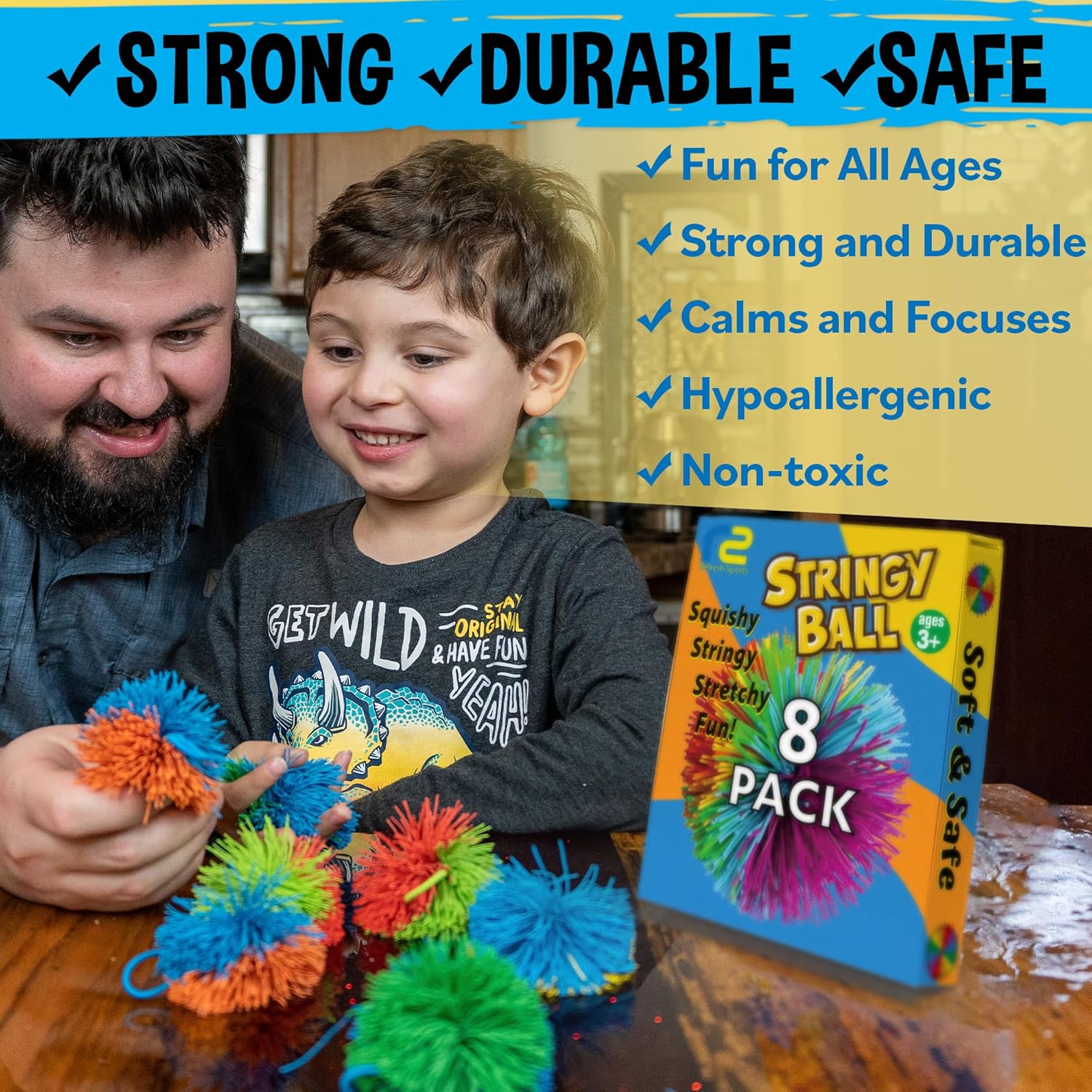 8 Pack Stringy Sensory Balls - - Kids Toys Basket recensione e prezzo