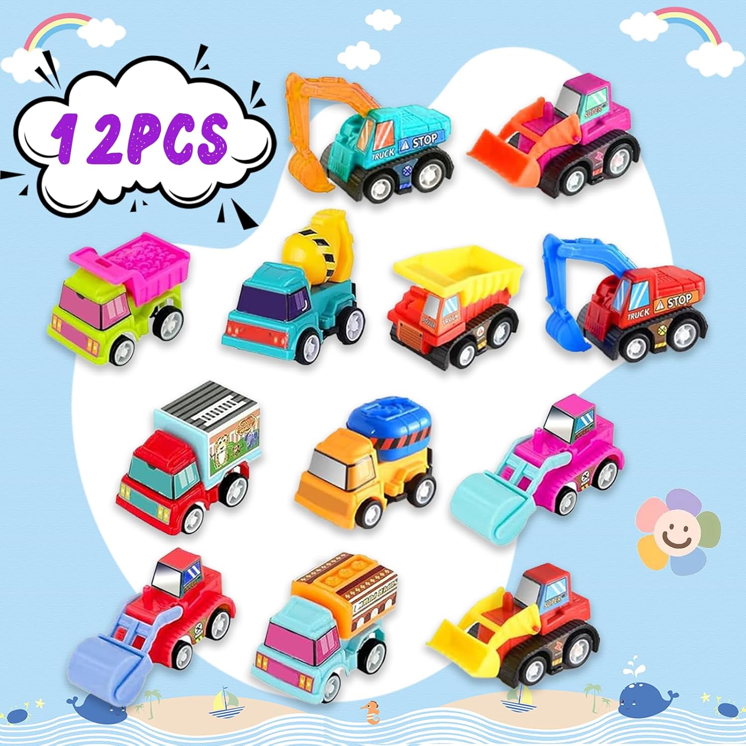 12pcs Pull Back Cars Truck Veh - Kids Y Toys recensione e prezzo